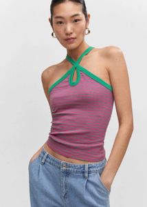 Striped Halter Neck Tank Top