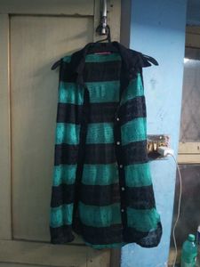 Striped Sleeveless Button-Down Top