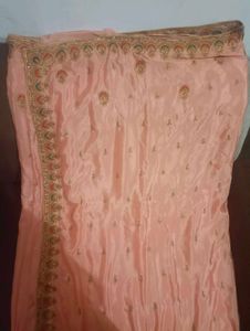 Elegant Peach Embroidered Saree