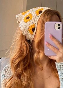 Handmade Crochet Bandanna set read description