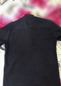 Men's Black Textured Casual Shirt