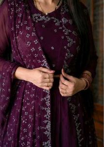 hand work 4 piece wine colour dress