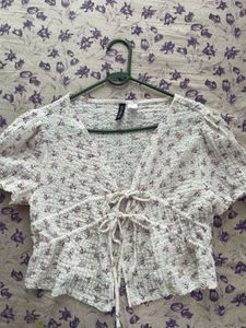 Floral Tie-Front Cropped Top