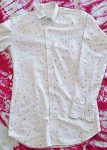 Men's White Printed Casual Shirt