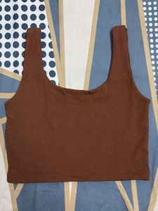 Brown Ribbed Tank Top