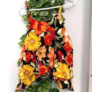 Vibrant Floral Ruffle Tank Top