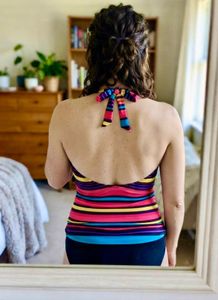 Striped Halter Neck Bikini Top