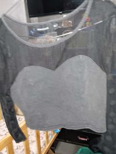 Sheer Polka Dot Long Sleeve Top