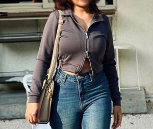 Stylish Zipper Cropped Jacket