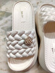 Stylish White Platform Slides
