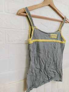 Gray Tank Top with Yellow Trim