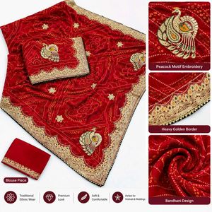 Exquisite Red Peacock Saree