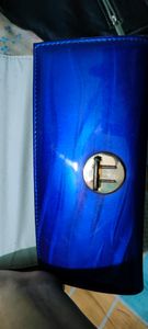 Blue glossy Glitter party clutch