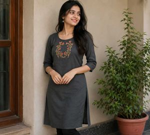Elegant Grey Kurta with Embroidery