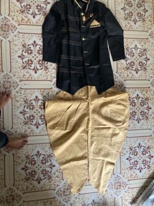 Men's Black Kurta Set with Dhoti ( 12-13 year Boy