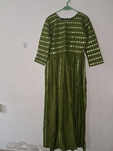 Elegant Green Ethnic Gown Frock Kurti mirror
