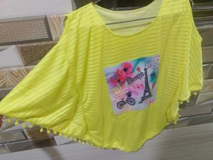 Yellow Cold Shoulder Paris Top
