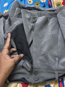 Grey Belted Pleated Shorts