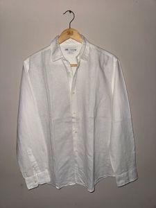 Zara Men's White Classy Linen Shirt