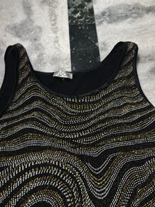 Sparkly Black &amp; Gold Wave Tank Top