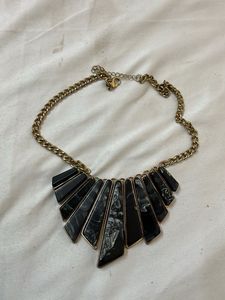 Statement Black & White Marble Necklace
