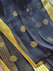 Elegant Navy Blue Saree with Gold Motifs