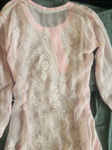 Elegant Pink Chikankari Kurta Set
