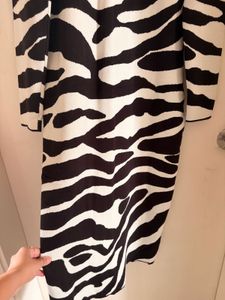 Zebra Print Long Sleeve Midi Dress