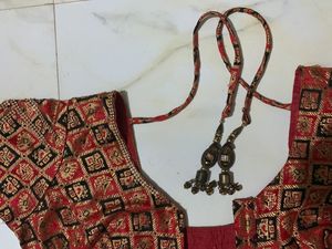 Red With Black Stone Blouse