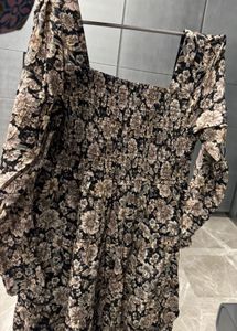 Floral Print Square Neck Dress