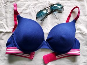 New Unused Stylish Sporty Blue & Pink Push Up Bra