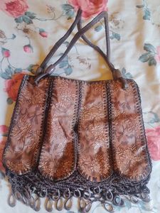 Boho Floral Embossed Shoulder Bag