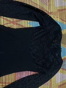 Elegant Black Lace Sleeve Dress