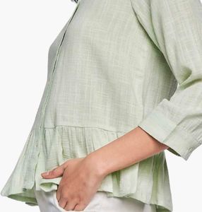 Light Neon Green Collared Button-Up Shirt