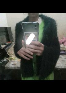 stylish Cozy Black Fuzzy Swall for winter