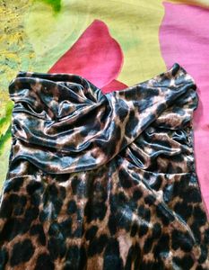 Velvet Leopard Print Strapless Top