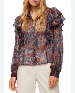 Bohemian Floral Print Ruffle Blouse