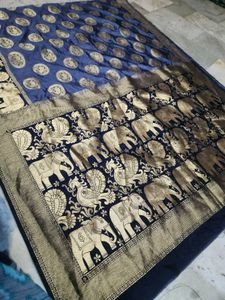 heavy quality pattu Saree with Elephant Motif