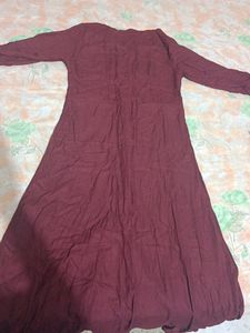 Maroon A Line Kurta For Women