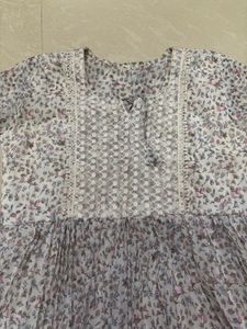 Boho-Chic White &amp; Purple Floral Tiered Long Maxi D
