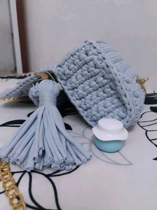 Crochet Handbag with Tassel &amp; Chain