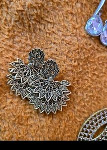 Oxidized Silver Jhumka Earrings