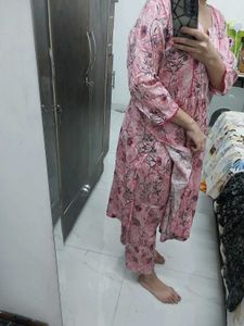 Pink Floral Kurta Set