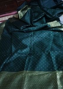 🔥kanjivaram 💚 green Banarasi silk saree 💕