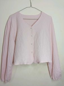 Savana Chic Pink Textured V-Neck Top