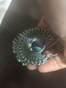Oxidized Silver Mirror Earrings