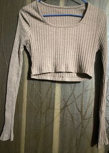 Ribbed Crop Top - Brown
