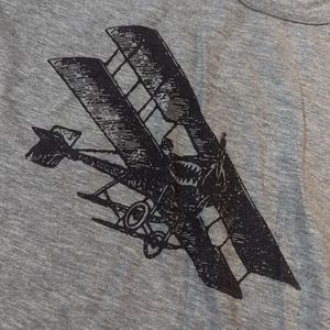 Grey T-Shirt with Airplane Graphic