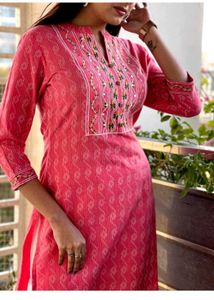 New Pink Embroidered Kurta Set