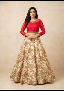 Floral Print Lehenga Choli Set